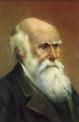 Fotoportret van Charles Darwin (1809 - 1882), Engels natuuronderzoeker.