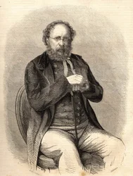 Pierre Joseph Proudhon (1809 - 1865). Franse socialistische theoreticus, voorloper van het anarchisme. Gravure uit 1865. Bianchetti Collectie