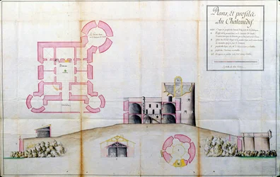 Plan en doorsnede van het Chateau d