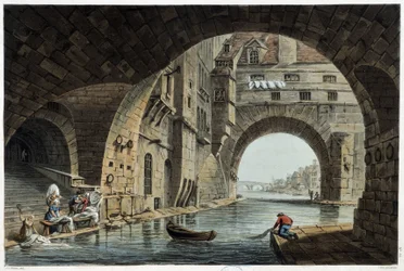 Pont de la Tournelle in Parijs gezien door J.C.Nattes, Uitgegeven door W.Miller in Londen-1806