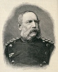 Portret van ALBERT Koning van Saksen (1828-1902), soldaat die deelnam aan de Slag bij Sedan. gravure