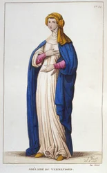 Portret van Adelaide van Vermandois (1065-1024). Capetingische dynastie. Gravure uit 1830.
