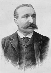 Portret van Albert Sorel (1842 - 1906). Gravure van het einde van de 19e eeuw in 