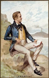 Portret van Alphonse de Lamartine (1790 - 1869) Franse dichter. 19e eeuw chromolithografie