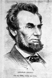 Portret van de Amerikaanse president Abraham Lincoln (1809 - 1865).