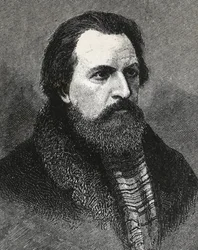 Portret van Apollo Grigoryev (1822-1865) Russische dichter en criticus - Apollo Grigoriev dichter en literair criticus en Russisch theatraal