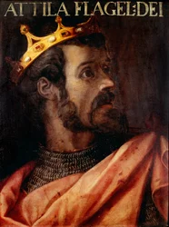 Portret van Attila, koning van de Hunnen