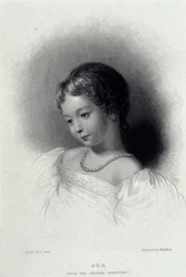 Portret van Augusta Ada Byron (1815-1852), dochter van dichter George Gordon Byron (gravure 19e eeuw)