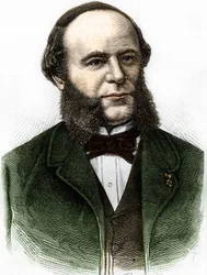 Portret van Auguste Pouyer-Quertier (Pouyer Quertier) (1820 - 1891). Gravure uit het einde van de 19e eeuw.