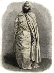 Portret van Ben Mahi Ed Din Abd El Kader (Abd El-Kader) (1808 - 1883) ABDELKADER, Amir van Mascara, militair en religieus leider, - Portret van Ben Mahi Ed Din Abd El Kader (Abd El-Kader) (1808-1883) Emir Algerijns