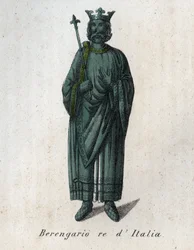 Portret van Berengarius II koning van Italië (900-966) - Berengarius II of Berengarius van Ivrea - gravure uit 