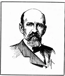 Portret van Kapitein Joshua Slocum (1844-1909) die in 1895 de eerste zeilreis rond de wereld ondernam. Gravure uit de 19e eeuw