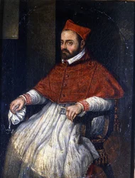 Portret van kardinaal Roberto Bellarmino (1542 - 1621). Anoniem schilderij. Museum van Rome