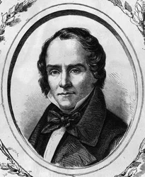 Portret van Casimir Delavigne, Franse dichter en toneelschrijver (1793 - 1843) gravure uit 1866
