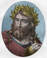 Portret van Karel de Grote (742-814), koning der Franken - gravure