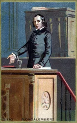 Portret van Charles Forbes, Graaf van Montalembert (1810 - 1870), Franse journalist en politicus. Chromolithografie van het einde van de 19e eeuw