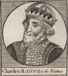 Portret van Karel II de Kale (823-877), Koning van Frankrijk (gravure uit 