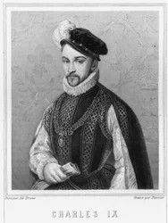 Portret van Karel IX (1550-1574), Koning van Frankrijk - in "Histoire des Français" door Lavallée, gravure, sd.