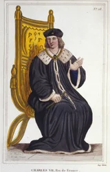Portret van Charles VII (1403 - 1461), Koning van Frankrijk, gravure uit 1830
