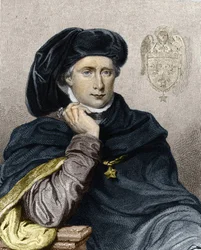 Portret van Karel VI de Geliefde of de Gek (1368 - 1422), koning van Frankrijk - in Histoire des Français door Lavallée, gravure, sd.