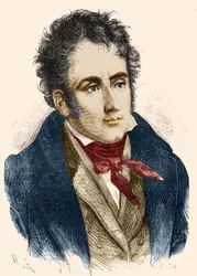 Portret van Chateaubriand. Gravure 19e eeuw