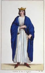 Portret van Clovis II (? - 657), koning van Neustrië, Bourgondië en Austrasië