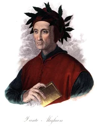Portret van Dante (1265-1321), Italiaanse dichter, gravure 19e eeuw