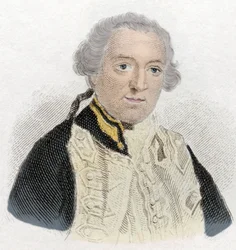 Portret van Edward Boscawen (1711-1761), Engelse admiraal en politicus (gravure 19e eeuw)