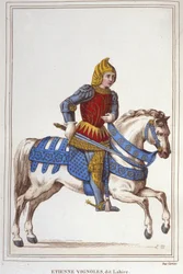 Portret van Etienne de Vignoles of Vignolles genaamd La Hire (Lahire). Franse krijgsman 1390-1443. Gravure van 1830
