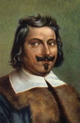 Portret van Evangelista Torricelli of Toricelli, Italiaans natuurkundige.