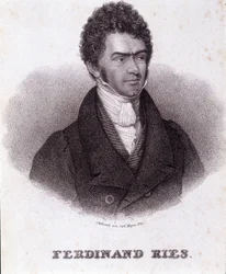 Portret van Ferdinand Ries (1784 - 1838), Duitse componist en pianist. Gravure uit de 19e eeuw