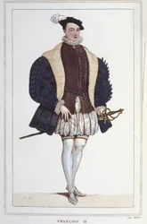 Portret van Francois II (1544 - 1560), Koning van Frankrijk, gravure uit 1830