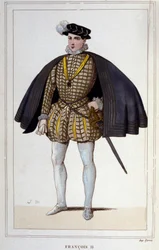 Portret van Francois II (1544 - 1560), Koning van Frankrijk gravure uit 1830