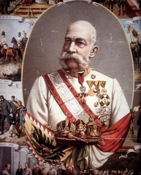 Portret van François Joseph I (1830 -1916). Keizer van Oostenrijk en koning van Hongarije. Chromolithografie uit het einde van de 19e eeuw