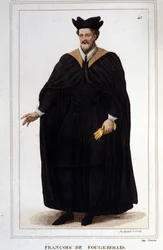 Portret van François de Fougerolles, latinist, doctor in de geneeskunde. Hij leefde in de 16e eeuw. Gravure uit 1830.
