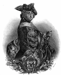 Portret van Frederik II (1712-1786), koning van Pruisen, bekend als Frederik de Grote.