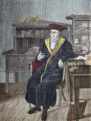 Portret van Georg Wilhelm Friedrich Hegel in zijn kantoor, Duitse filosoof