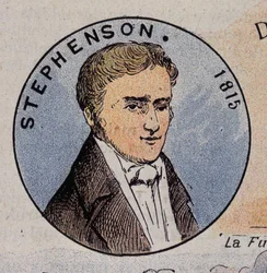 Portret van Georges Stephenson in 1815 (1781 -1848), Britse ingenieur (eerste stoomlocomotief in 1814)