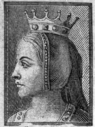 Portret van Gerberge van Saksen (ca. 913-968 of 969), koningin van Frankrijk, vrouw van Lodewijk IV van Overzee.