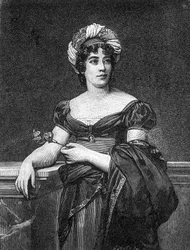Portret van Germaine Necker, Barones van Staël-Holstein, bekend als Madame de Staël (1766 - 1817), Franse schrijfster