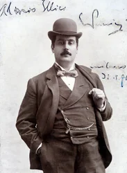 Portret van Giacomo Puccini in 1896 (1858-1924), Italiaanse componist