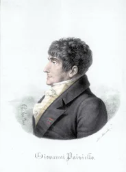 Portret van Giovanni Paisiello (of Paesiello of Paesieillo) (1740-1816), Italiaanse componist. Gravure uit de 19e eeuw
