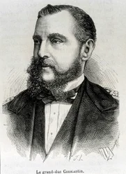 Portret van Groothertog Constantijn (1779 - 1831), Vicekoning van Polen. Gravure van het einde van de 19e eeuw in 