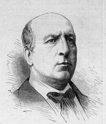 Portret van Henri Maubant (1821-1908), Franse komiek, lid van de Comedie Francaise. Gravure in Le Monde Illustré nr. 1168 van 16 augustus 1879.