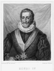 Portret van Hendrik IV (1553-1610), Koning van Frankrijk - in “Histoire des Français” door Lavallée, gravure, sd