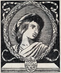 Portret van Hercules Savinien Cyrano de Bergerac, Franse schrijver. Uit 1928.