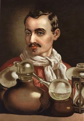 Portret van Jan Baptist Van Helmont. Vlaamse arts en chemicus, leerling van Paracelsus (Brussel).