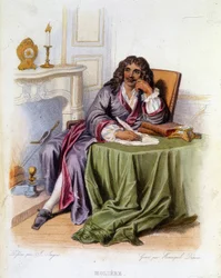 Portret van Jean-Baptiste Poquelin alias Molière, Franse toneelschrijver en acteur (1622-1673) - in 