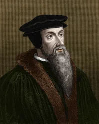Portret van Jean Calvin (1509-1564), Franse religieuze hervormer en schrijver.