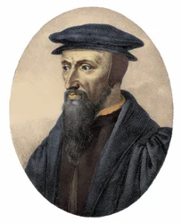 Portret van Jean Calvin (1509-1564) - gravure